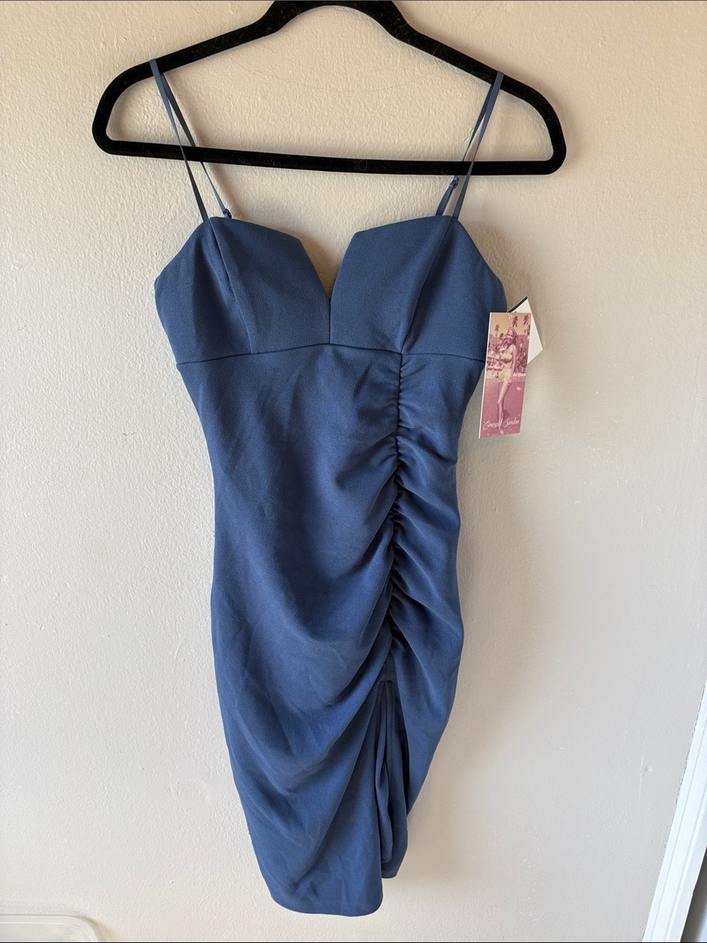 NWT Dry Goods Emerald Sundae Ocean Blue Ruched Midi Dress